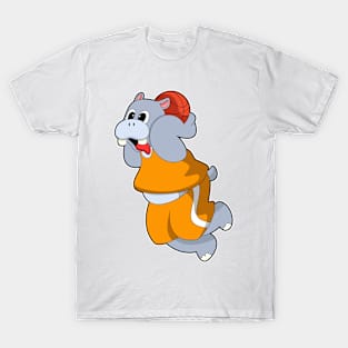 Hippo at Basketball Sports T-Shirt